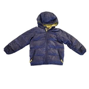 Patagonia Hi-Loft Down Sweater Blue Hooded Puffer Jacket Toddler Boy's Size 4T